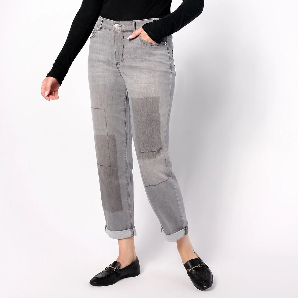 Gray Shadow Patch Straight Leg Boyfriend Jeans - image 4